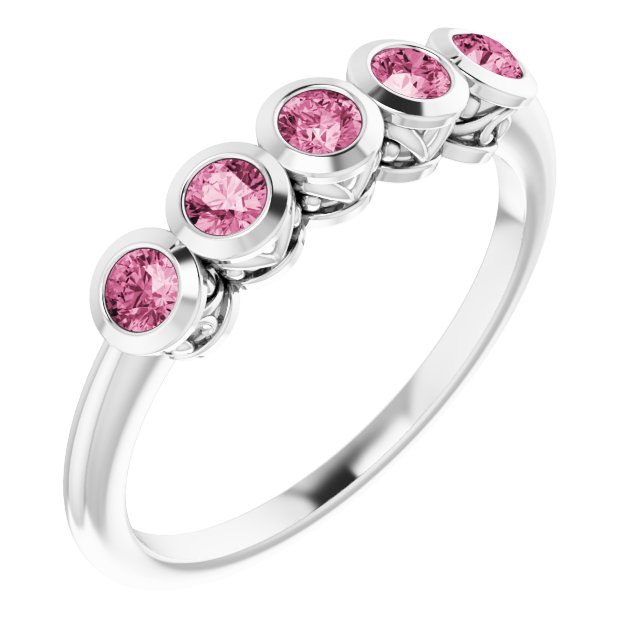 Sterling Silver Imitation Pink Tourmaline Ring      